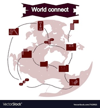 Concept of flat icons with long shadow World vector image
