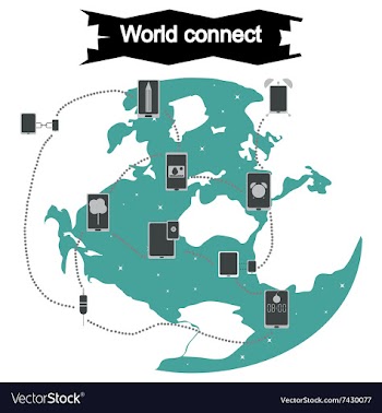 Concept of flat icons with long shadow world vector image
