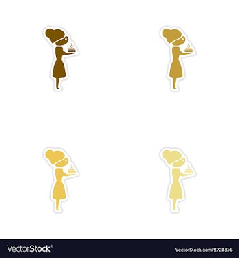 Concept of paper stickers on white background girl vector image