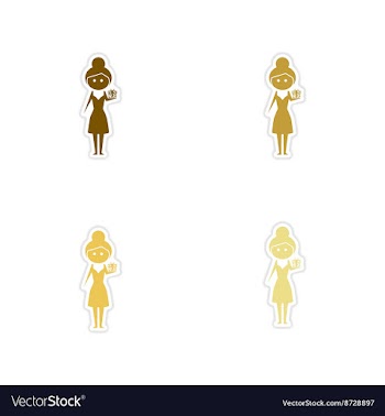 Concept of paper stickers on white background girl vector image