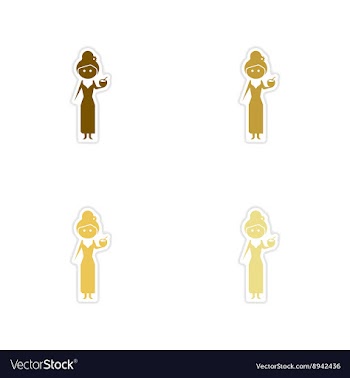 Concept of paper stickers on white background girl vector image