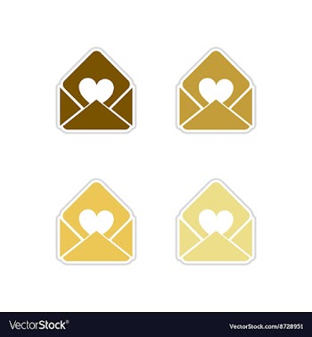 Concept of paper stickers on white background love vector image