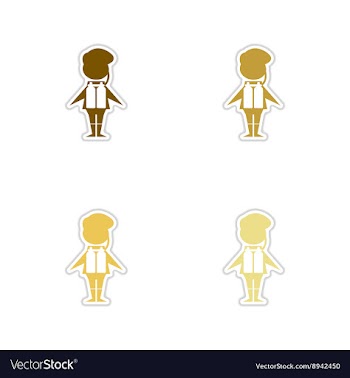 Concept of paper stickers on white background male vector image