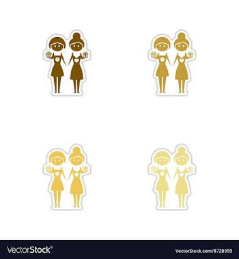 Concept of paper stickers on white background Two vector image