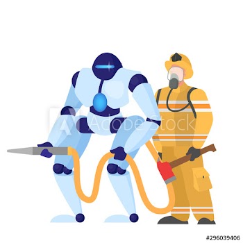 Concept of robotic fireman help human being
