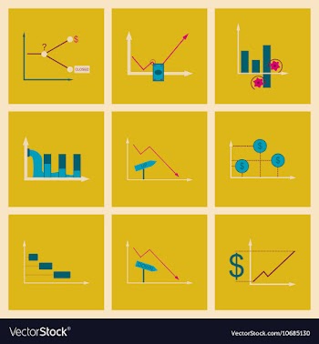 Concept of stylish flat design icons graph vector image