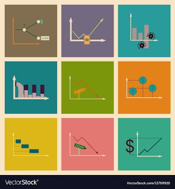 Concept of stylish flat design icons graph vector image