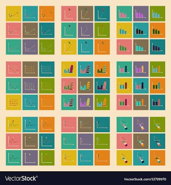 Concept of stylish flat design icons graph vector image