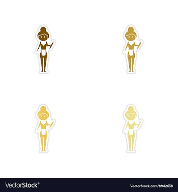 Concept paper stickers on white background girl vector image