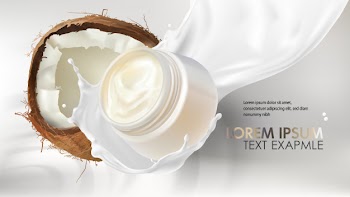 Concept poster for organic natural cream cocount Free Vector
