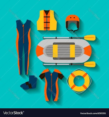 Conceptual icon set for rafting vector image