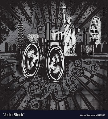 Concert poster with city and speakers vector image