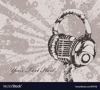 Concert wallpaper with microphone and headphones vector image