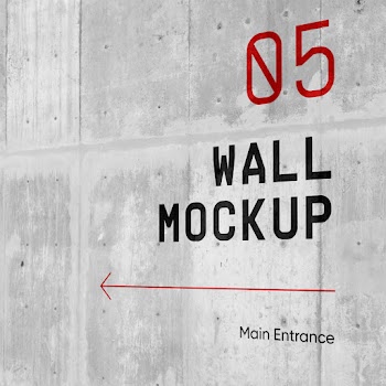 Concreate Wall Wayfinding Mockup