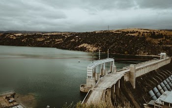 concrete bridge near dam