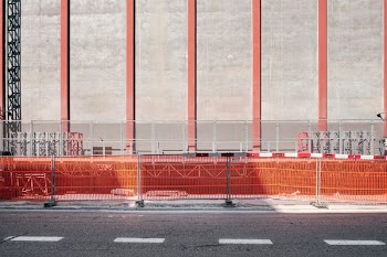 concrete road near building