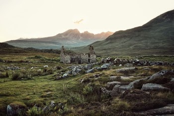 concrete ruins under white sky