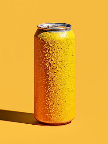 Condensation on Yellow Beverage Can