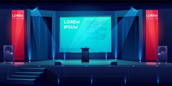 Conference hall, stage for presentation, scene Free Vector