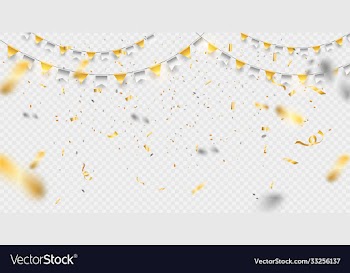 confetti elements falling on transparent