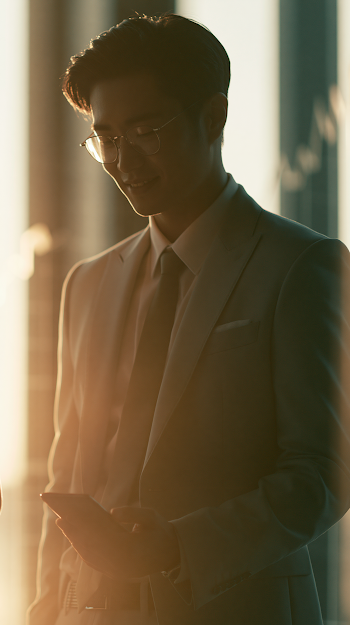 Confident Asian Businessman in Modern Office