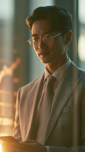 Confident Asian Businessman in Professional Setting