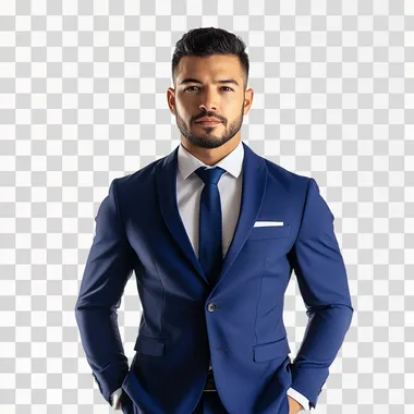 Confident Brazilian Lawyer in Royal Blue Suit