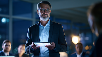 Confident Business Professional Leading a Strategic Meeting