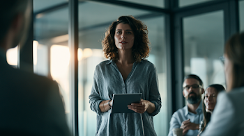 Confident Business Professional Presenting Financial Data