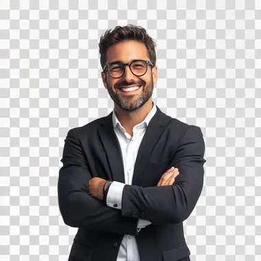 Confident Businessman with Arms Crossed, Isolated