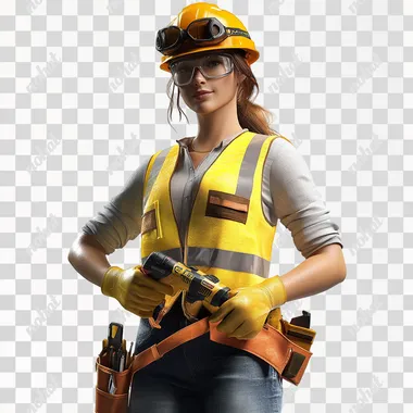 Confident Construction Worker with Power Drill