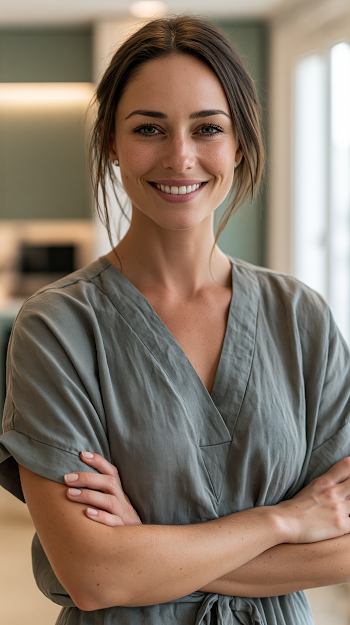 Confident Female Dentist in Modern Clinic