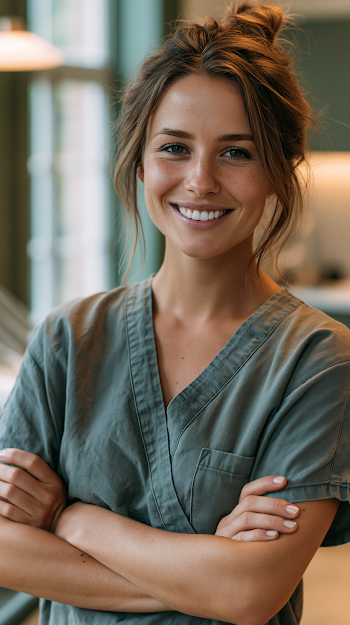Confident Female Dentist in Modern Clinic