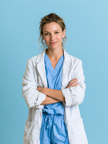 Confident Female Healthcare Professional in Scrubs
