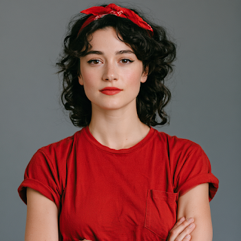 Confident Feminist in Red T-Shirt