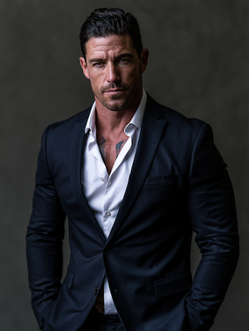 Confident Handsome Male in Dark Suit