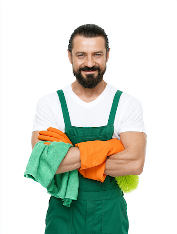 Confident Male Professional Cleaner in Studio Portrait