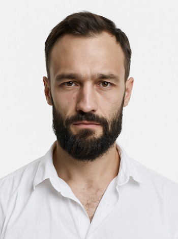 Confident Slavic Man in Studio Portrait