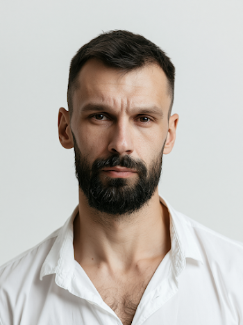 Confident Slavic Man in Studio Portrait