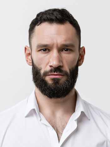 Confident Slavic Man in Studio Portrait