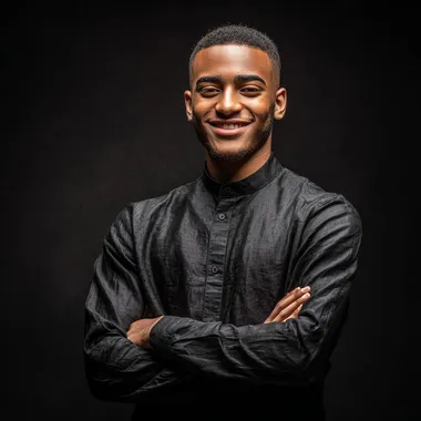 Confident Young Man in Black Attire Confident Young Man in Black Attire