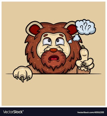 confused face expression with lion cartoon
