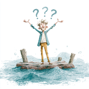 Confused Person on a Raft