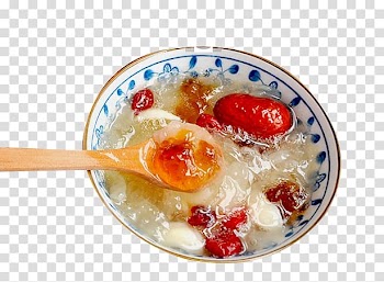 Congee Breakfast Tremella fuciformis Jujube Soup, Large red dates white fungus soup material transparent background PNG clipart
