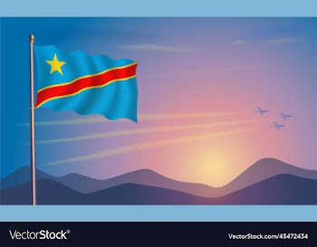 congo flag national day morning sun and tourist o