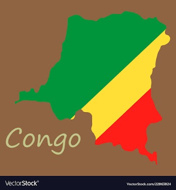 Congo map and flag in white background vector image