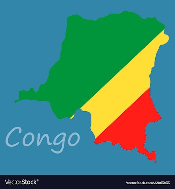 Congo map and flag in white background vector image