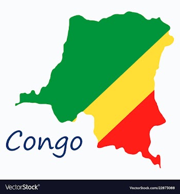 Congo map and flag in white background vector image