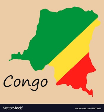Congo map and flag in white background vector image
