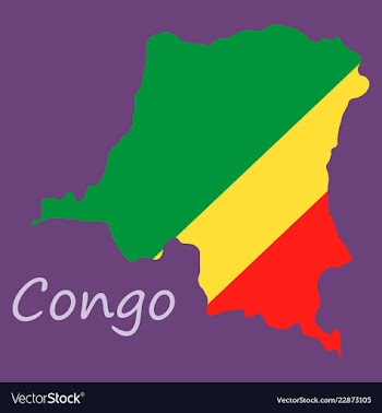 Congo map and flag in white background vector image